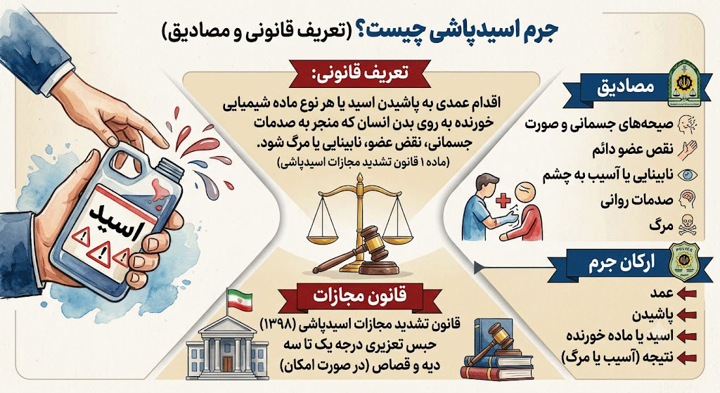 جرم اسیدپاشی چیست؟ (تعریف قانونی و مصادیق)