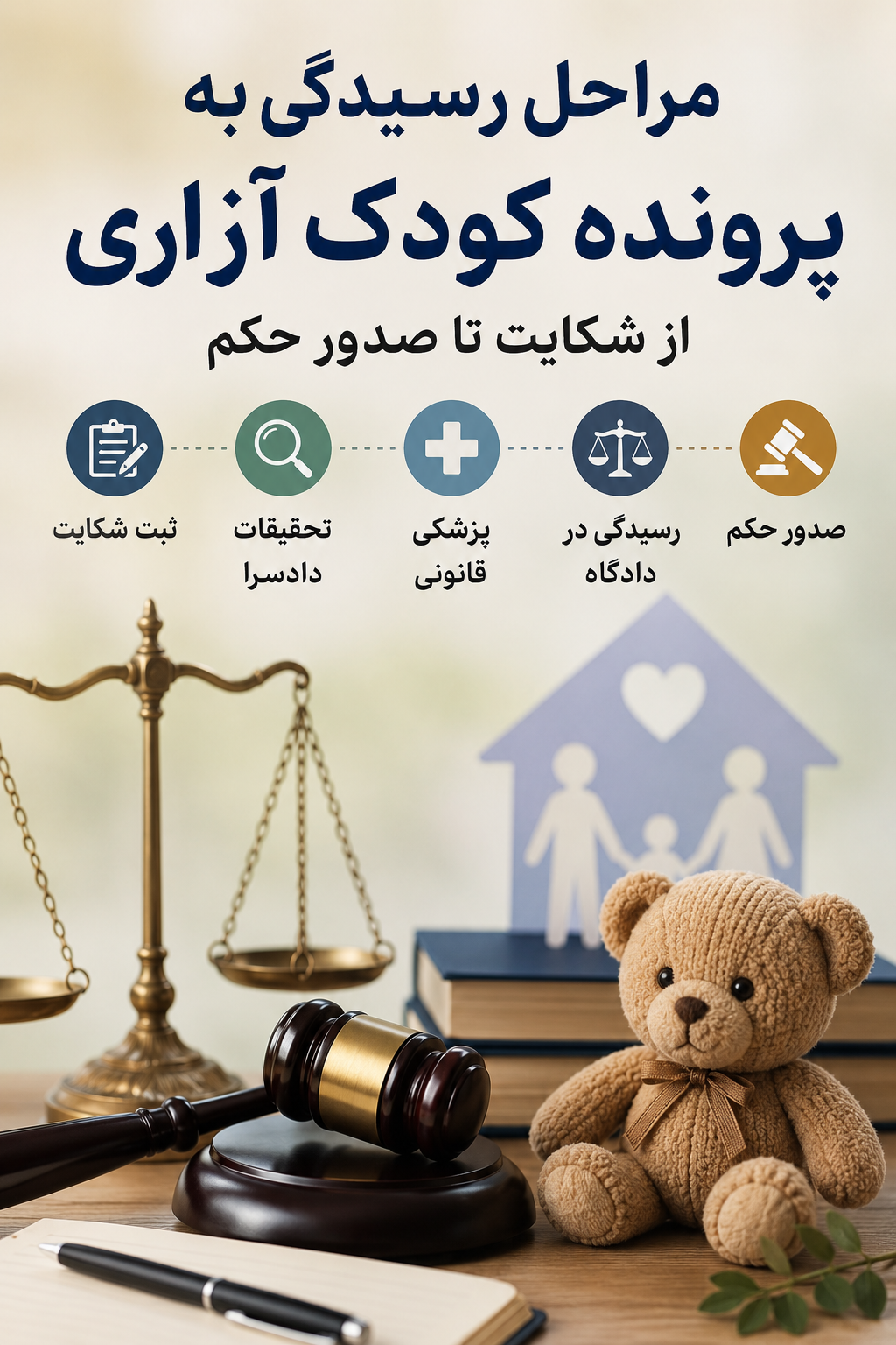 مراحل رسیدگی به پرونده کودک آزاری از شکایت تا صدور حکم | راهنمای کامل شکایت و پیگیری قانونی
