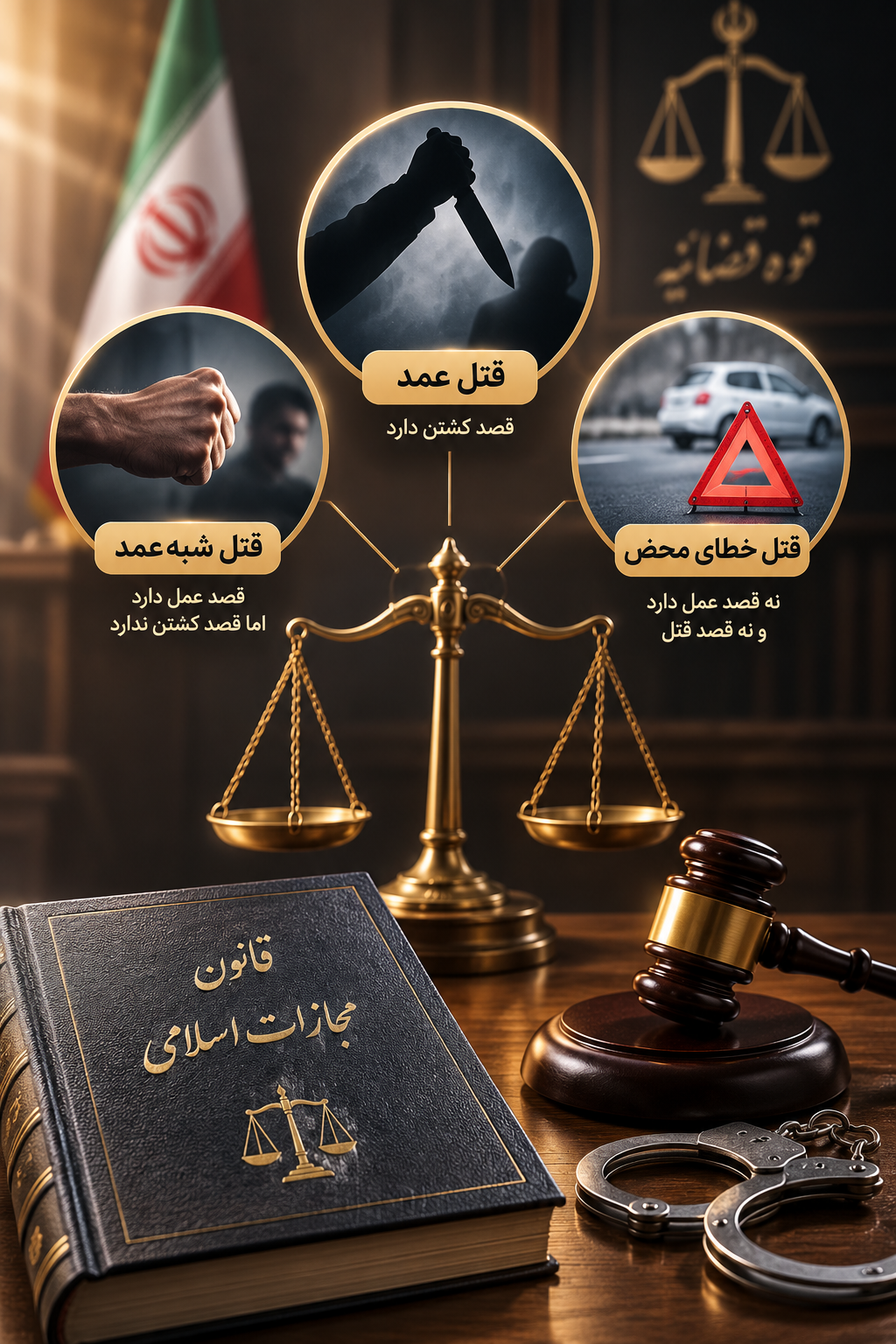 انواع قتل در قانون ایران | تفاوت قتل عمد، شبه عمد و خطای محض و مجازات ان