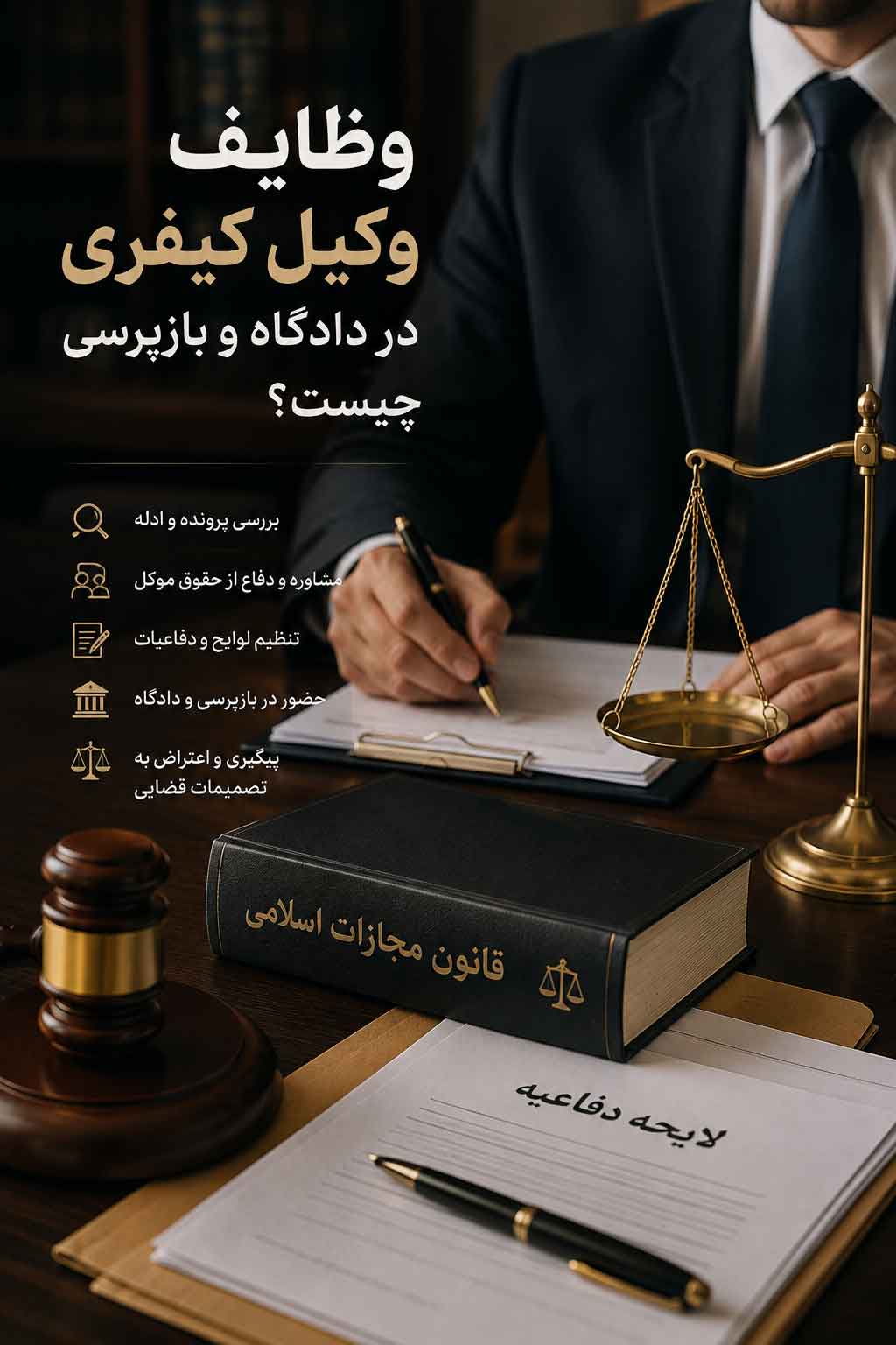 وظایف وکیل کیفری در دادگاه و بازپرسی چیست؟ | نقش وکیل کیفری